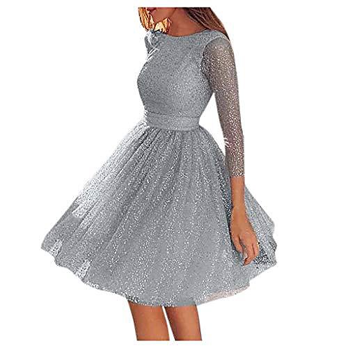 

sanfashion 2019 ladies vintage 3/4 arm rockabilly dress evening dress cocktail dress floral knee length size s-4xl