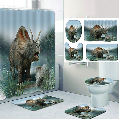 

Bathroom Shower Curtain & Mat Set Classic Polyester New Design