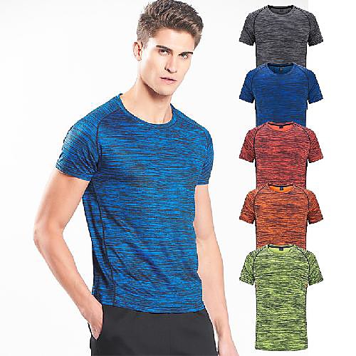 

Men's Hiking Tee shirt Short Sleeve Crew Neck Tee Tshirt Top Outdoor Breathable Quick Dry Ultra Light (UL) Soft Spring Summer Elastane Terylene Stripes Yellow Red Blue Hunting Fishing Climbing