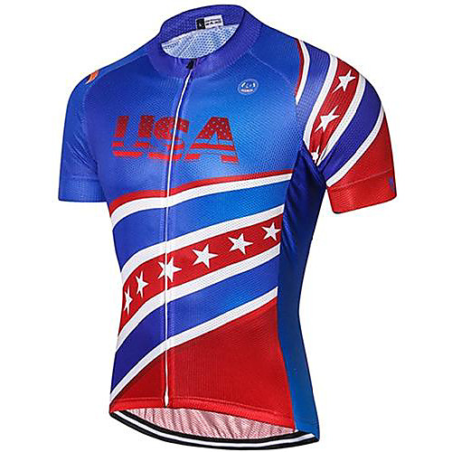 

21Grams Men's Short Sleeve Cycling Jersey Blue Bike Jersey Mountain Bike MTB Road Bike Cycling Breathable Quick Dry Sports Clothing Apparel / Athletic
