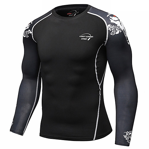 

CODYLUNDIN Men's Long Sleeve Compression Shirt Running Shirt Tee Tshirt Top Athletic Spandex Breathable Quick Dry Moisture Wicking Gym Workout Running Active Training Jogging Exercise Sportswear 3D