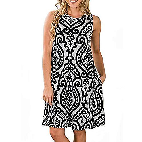 

summer dress women t-shirt dresses casual loose tunic short sleeves boho sleeveless flowers beach dresses with pockets