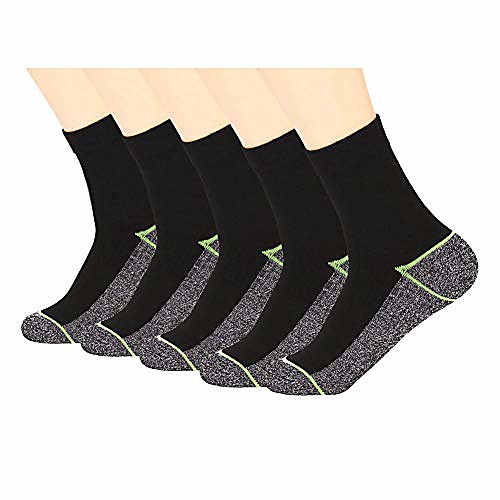 

sport socks with copper antibacterial for men and women. absorb moisture, non-slip, ankle socks, negro/verde-5 pares, 37-46 eu