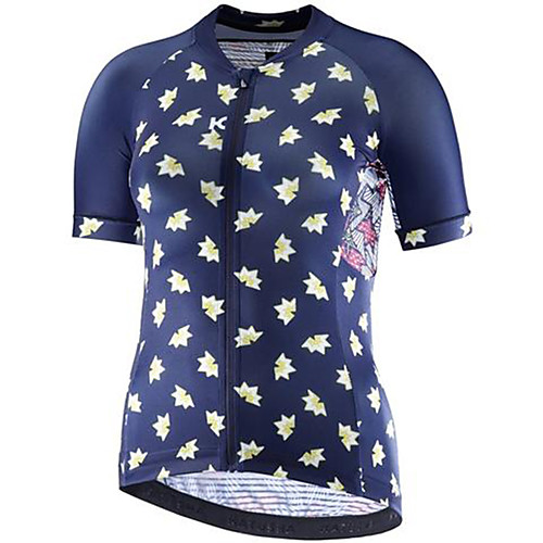 

21Grams Men's Short Sleeve Cycling Jersey Dark Navy Polka Dot Bike Jersey Mountain Bike MTB Road Bike Cycling Breathable Sports Clothing Apparel / Athletic