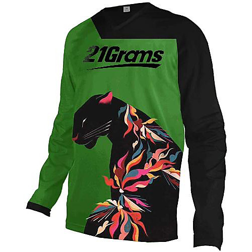 

21Grams Men's Long Sleeve Downhill Jersey Green Bike Jersey Top Mountain Bike MTB Road Bike Cycling UV Resistant Quick Dry Sports Clothing Apparel / Athletic