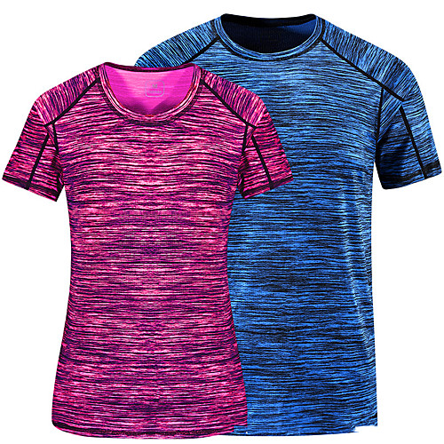 

Men's Hiking Tee shirt Short Sleeve Crew Neck Tee Tshirt Outdoor Breathable Quick Dry Soft High Elasticity Summer Elastane Polyester Patchwork Female / fluorescent green Female / orange Male / orange