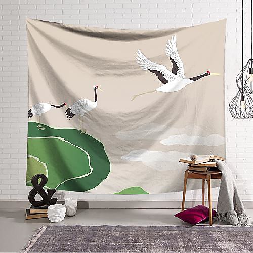 

wall tapestry art decor blanket curtain hanging home bedroom living room decoration three red-crowned cranes polyester