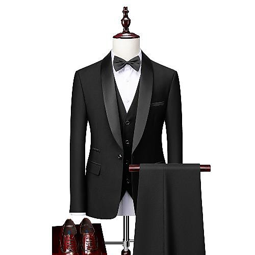 

Tuxedos Standard Fit Shawl Collar Single Breasted One-button Polyester Solid Colored