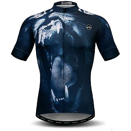 

21Grams Men's Short Sleeve Cycling Jersey Dark Navy Animal Bike Jersey Mountain Bike MTB Road Bike Cycling Breathable Quick Dry Sports Clothing Apparel / Athletic