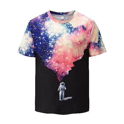 

Men's T shirt 3D Print Graphic 3D Print Short Sleeve Going out Tops Rock Exaggerated Black