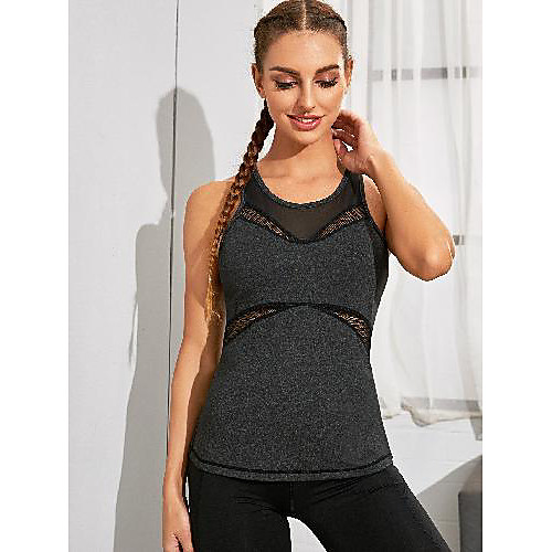 

Women's Sleeveless Running Tank Top Singlet Top Athletic Athleisure Summer Spandex Breathable Soft Sweat Out Yoga Gym Workout Running Training Exercise Sportswear Solid Colored Black Activewear