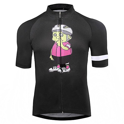 

21Grams Men's Short Sleeve Cycling Jersey Black Cartoon Bike Jersey Mountain Bike MTB Road Bike Cycling Breathable Sports Clothing Apparel / Athletic