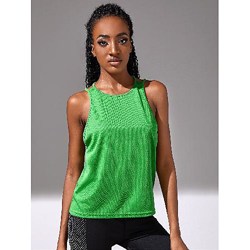 

Women's Sleeveless Running Tank Top Singlet Top Athletic Athleisure Summer Spandex Breathable Soft Sweat Out Yoga Gym Workout Running Training Exercise Sportswear Solid Colored Green Activewear