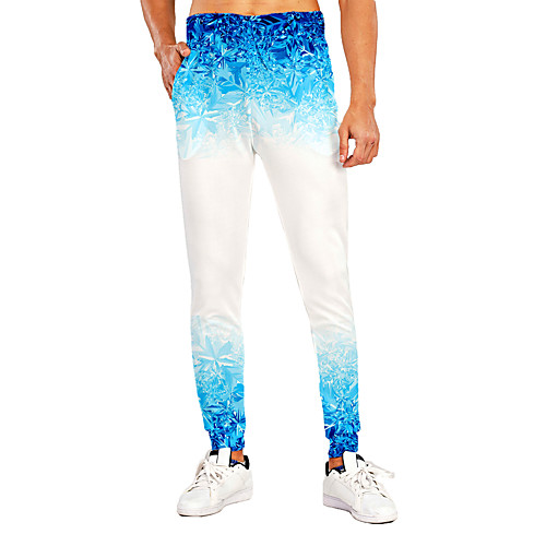 

Men's Novelty Casual / Sporty Outdoor Sports Casual Daily Sweatpants Trousers Pants Graphic 3D Full Length Print Light Blue