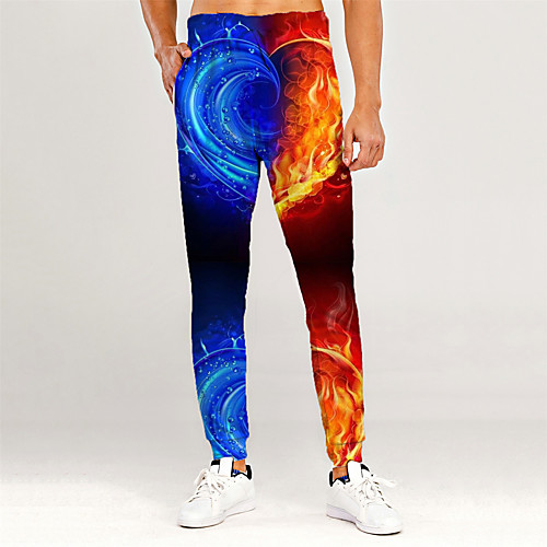 

Men's Novelty Casual / Sporty Outdoor Sports Casual Daily Sweatpants Trousers Pants Graphic 3D Full Length Print Blue