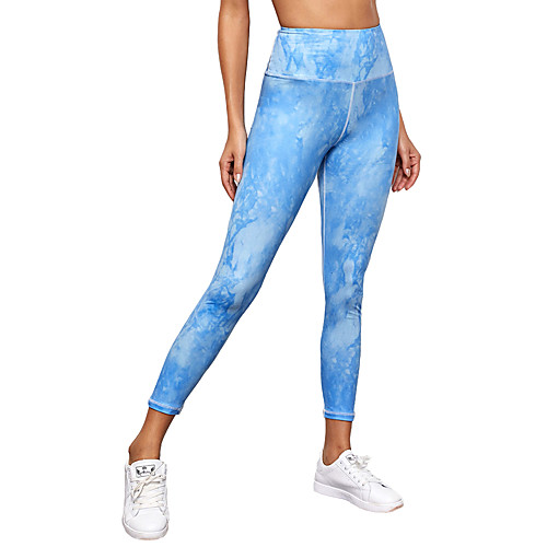 

Women's Running Tights Leggings Compression Pants Athletic Bottoms Spandex Gym Workout Running Jogging Training Exercise Thermal Warm Breathable Soft Sport Tie Dye Blue / Stretchy / Athleisure