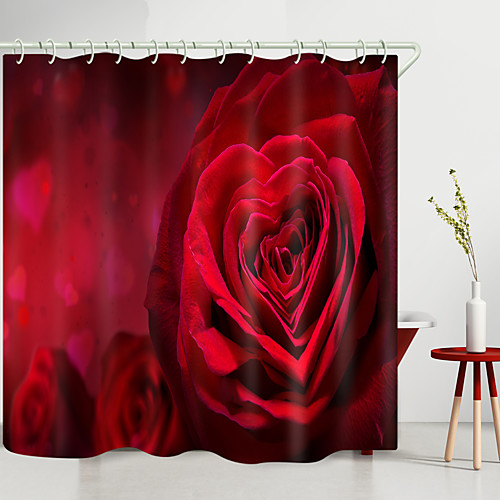 

red love rose digital printing shower curtain shower curtains hooks modern polyester new design