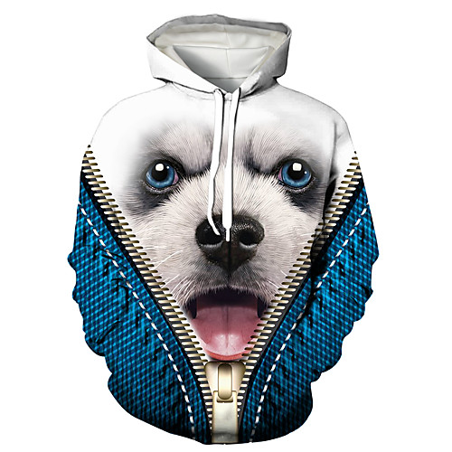 

Men's Pullover Hoodie Sweatshirt Animal Patterned Graphic 3D Print Hooded Daily 3D Print 3D Print Casual Hoodies Sweatshirts Long Sleeve Blue