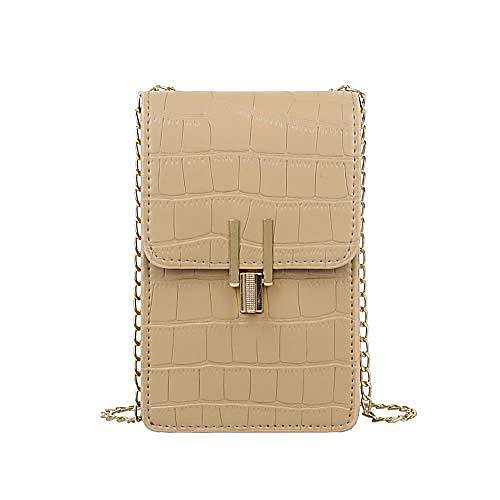 

ccanyin alligator messenger bag women retro chain pu shoulder phone pouch (khaki)