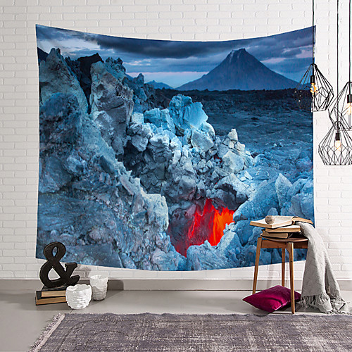 

wall tapestry art decor blanket curtain hanging home bedroom living room decoration blue rock volcanic cave polyester