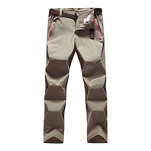 

women's hiking trousers quick dry pants convertible outdoor camping fishing zip off breathable trousers with belt zip off multipockets trousers - khaki