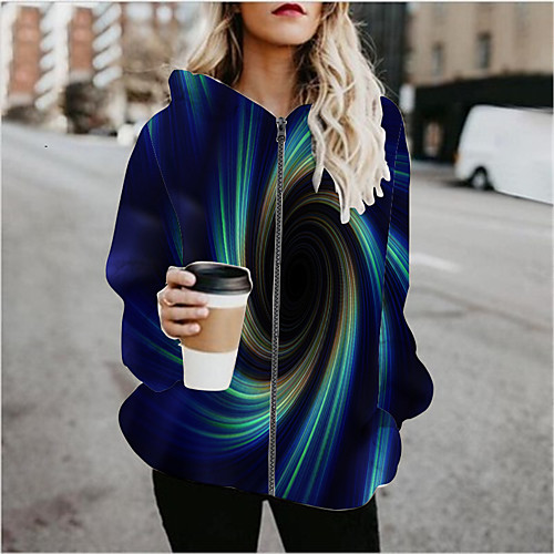 

Women's Color Block Patchwork Active Spring & Fall Hoodied Jacket Regular Sports Long Sleeve Cotton Blend Coat Tops Blue