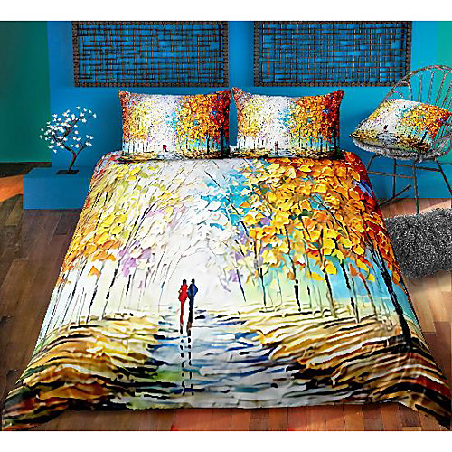 

art street print 3-piece duvet cover set hotel bedding sets comforter cover with soft lightweight microfiber, include 1 duvet cover, 2 pillowcases for double/queen/king(1 pillowcase for twin/single)