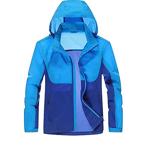 

Men's Hiking Skin Jacket Hiking Windbreaker Outdoor Packable Lightweight UV Sun Protection Windproof Outerwear Jacket Top Fishing Climbing Running Orange red Sky Blue / Quick Dry / Breathable