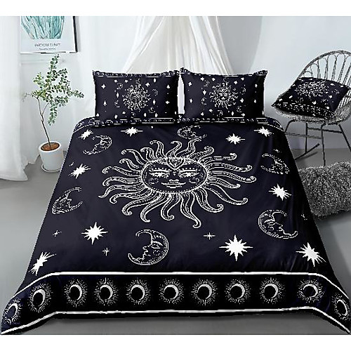 

tarot print 3-piece duvet cover set hotel bedding sets comforter cover with soft lightweight microfiber, include 1 duvet cover, 2 pillowcases for double/queen/king(1 pillowcase for twin/single)