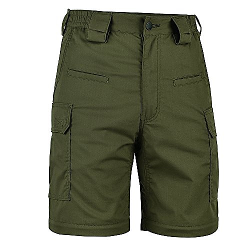 

men´s cargo work shorts relaxed fit waterproof ripstop tactical shorts elastic waist outdoors hiking size 32w green