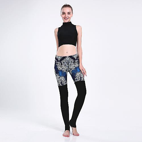 

Women's Casual Yoga Comfort Daily Gym Leggings Pants Plaid Full Length Patchwork Print Black
