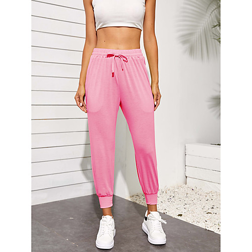 

Women's Sweatpants Joggers Jogger Pants Athletic Bottoms Drawstring Spandex Gym Workout Running Jogging Training Exercise Thermal Warm Breathable Soft Sport Solid Colored Blushing Pink / Stretchy