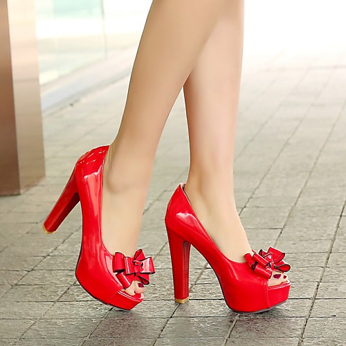 

Women's Loafers & Slip-Ons Chunky Heel Peep Toe Vintage Classic Minimalism Daily Office & Career PU Solid Colored White Black Red