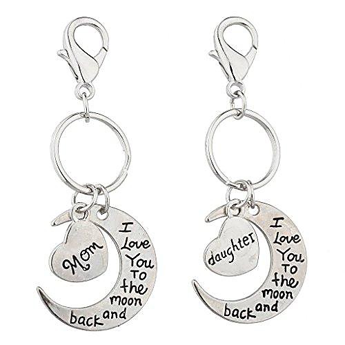 

lux accessories silvertone mom n daughter i love you to the moon n back keychain