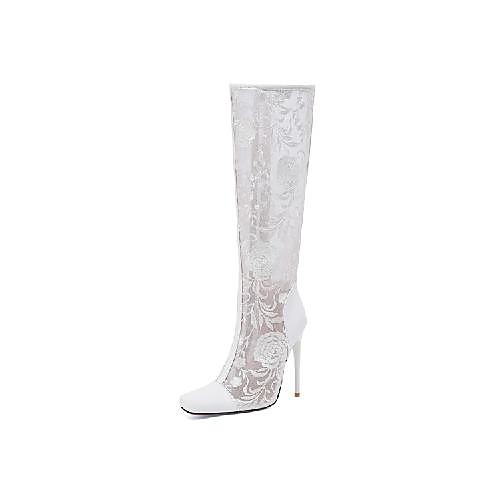 

Women's Boots Stiletto Heel Square Toe Daily PU Synthetics White Black Red