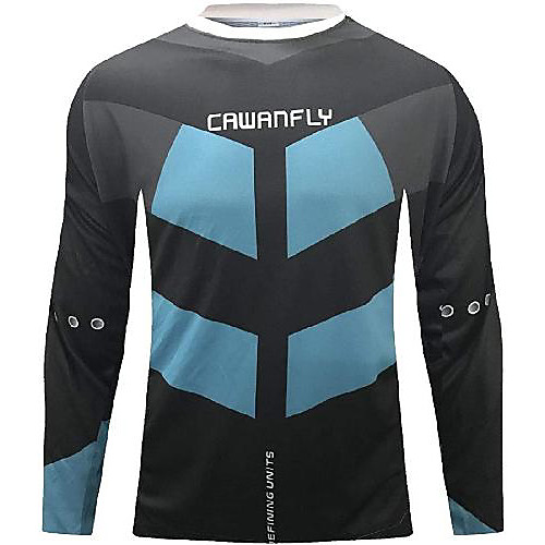 

21Grams Men's Long Sleeve Downhill Jersey Spandex Black / Blue Bike Jersey Top Mountain Bike MTB Road Bike Cycling UV Resistant Quick Dry Sports Clothing Apparel / Athletic