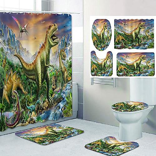 

dinosaur empire pattern printing bathroom shower curtain leisure toilet four-piece design
