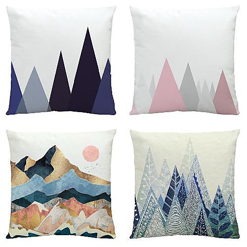 

4 pcs Velvet Pillow Cover, Geometric Simple Classic Square Traditional Classic