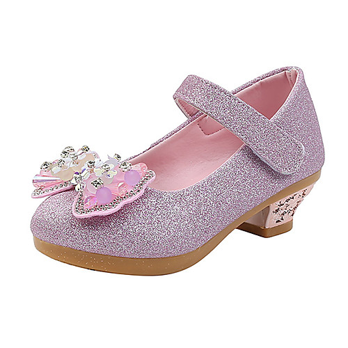 

Girls' Heels Princess Shoes PU Little Kids(4-7ys) Big Kids(7years ) Party & Evening Walking Shoes Crystal Bowknot Pink Gold Silver Fall Spring