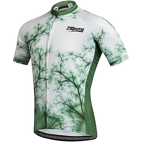 

21Grams Men's Short Sleeve Cycling Jersey Green Bike Jersey Top Mountain Bike MTB Road Bike Cycling UV Resistant Quick Dry Sports Clothing Apparel / Athletic