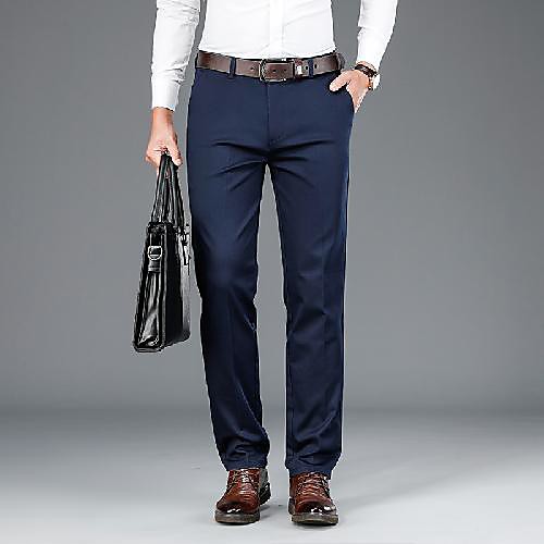 

Black / Khaki / Royal Blue Solid Colored Standard Fit Spandex / Polyester Suit - Notch No Buttons