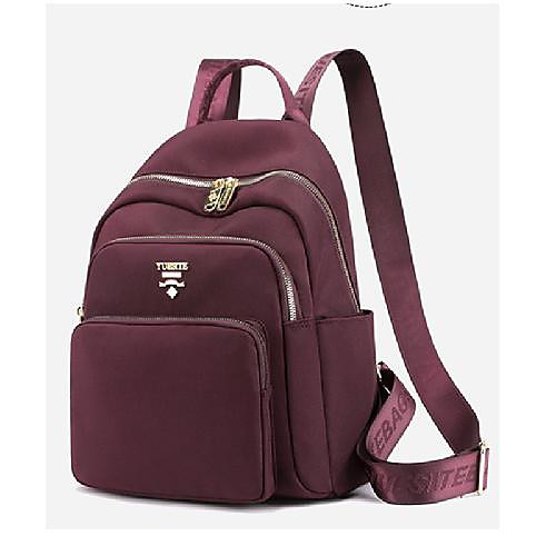 

Women's Unisex Nylon Special Material School Bag Rucksack Commuter Backpack Large Capacity Waterproof Zipper Solid Color Sports & Outdoor Daily Backpack Wine Black Blue Purple Red