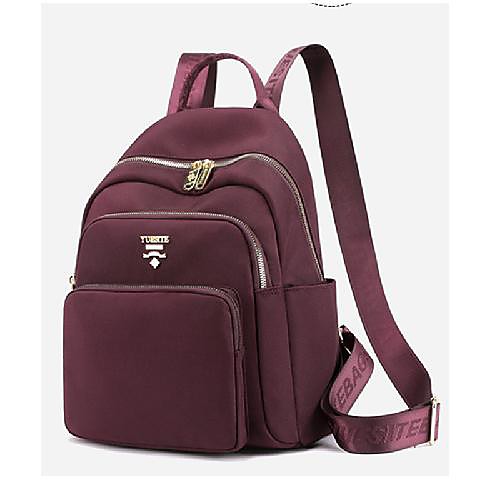 

Women's Unisex Nylon Special Material School Bag Commuter Backpack Large Capacity Waterproof Zipper Solid Color Sports & Outdoor Daily Wine Black Blue Purple Red