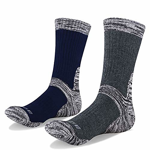 

2 pairs men's walking socks cushion crew socks outdoor recreation multi performance trekking climbing camping hiking socks (xl)