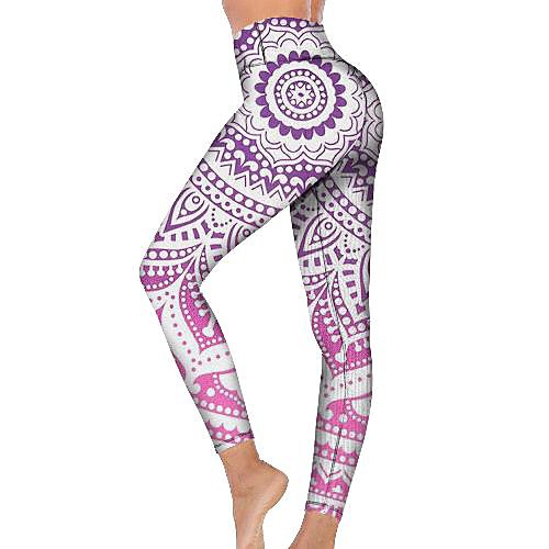 

21Grams Women's High Waist Yoga Pants Cropped Leggings Tummy Control Butt Lift Breathable Purple Fitness Gym Workout Running Winter Sports Activewear High Elasticity