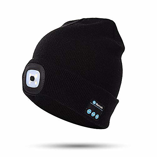 

led beanie light with bluetooth hat ultra-bright hands-free hat light usb rechargeable headlamp winter warm outdoor hat with flashlight led headlamp