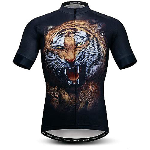 

21Grams Men's Short Sleeve Cycling Jersey Black Tiger Bike Jersey Mountain Bike MTB Road Bike Cycling Breathable Quick Dry Sports Clothing Apparel / Athletic