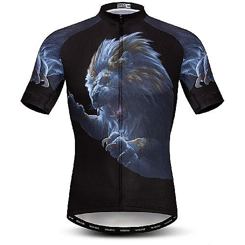 

21Grams Men's Short Sleeve Cycling Jersey Black Lion Bike Jersey Mountain Bike MTB Road Bike Cycling Breathable Quick Dry Sports Clothing Apparel / Athletic