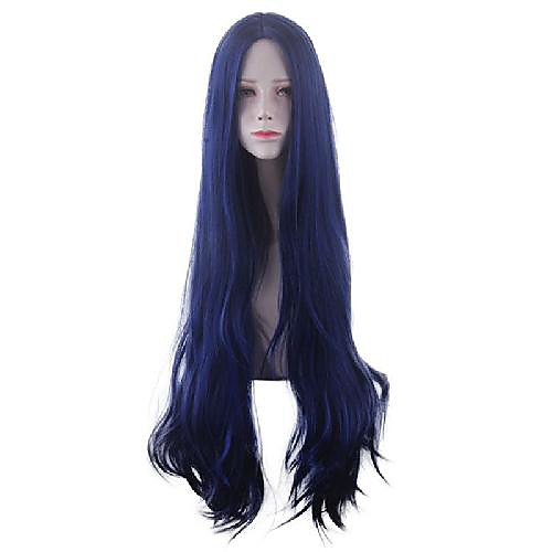 

Cosplay Wig Baiyinzhen Dangan Ronpa Curly Middle Part Wig Very Long Blue Synthetic Hair 40 inch Women's Anime Fashionable Design Cosplay Blue