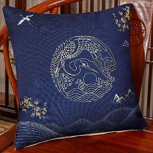 

1 pcs Linen Pillow Cover, Floral&Plants Luxury Modern Square Zipper Traditional Classic